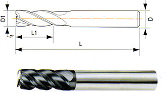 整體硬質(zhì)合金2、4刃R角銑刀