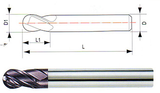 整體硬質(zhì)合金3、4刃球頭銑刀